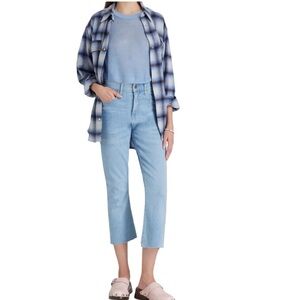 Veronica Beard Carly High Rise Kick Flare Raw Hem Blue Jean Sunrise Wash Size 30